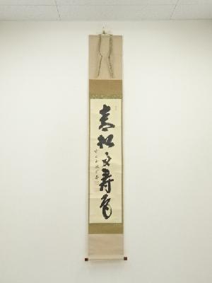 大徳寺　藤井誡堂筆　「青松多寿色」一行書　肉筆紙本掛軸（共箱）